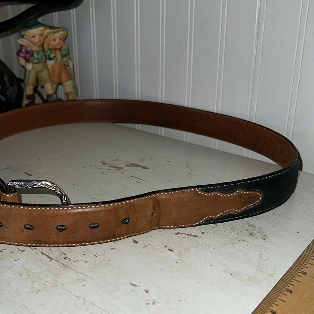 Nocona mens leather western belt size 44 2 tone